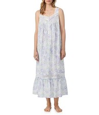 Eileen West Watercolor Floral Sleeveless 100 Cotton Lawn Ballet Nightgown M