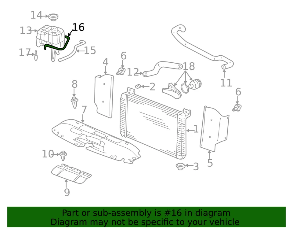 Manguera de salida de tanque de sobretensión de radiador GM 15792821 genuina Foto 4 de 4