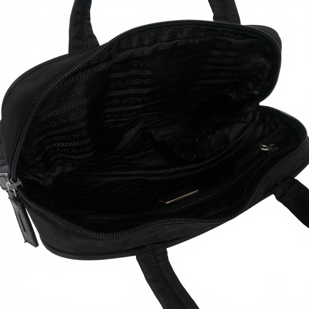 PRADA Triangle Plate Tessuto Handbag Square Black Women s thumbnail 6