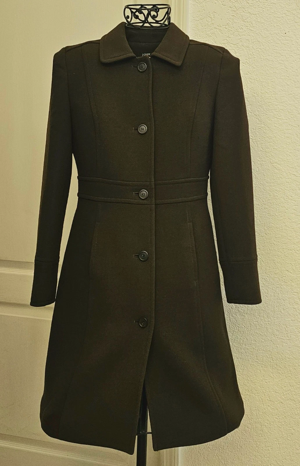 JCREW Classic Lady Day Coat Chocolate Brown Italian Dble Cloth Wool Thinsulate 6