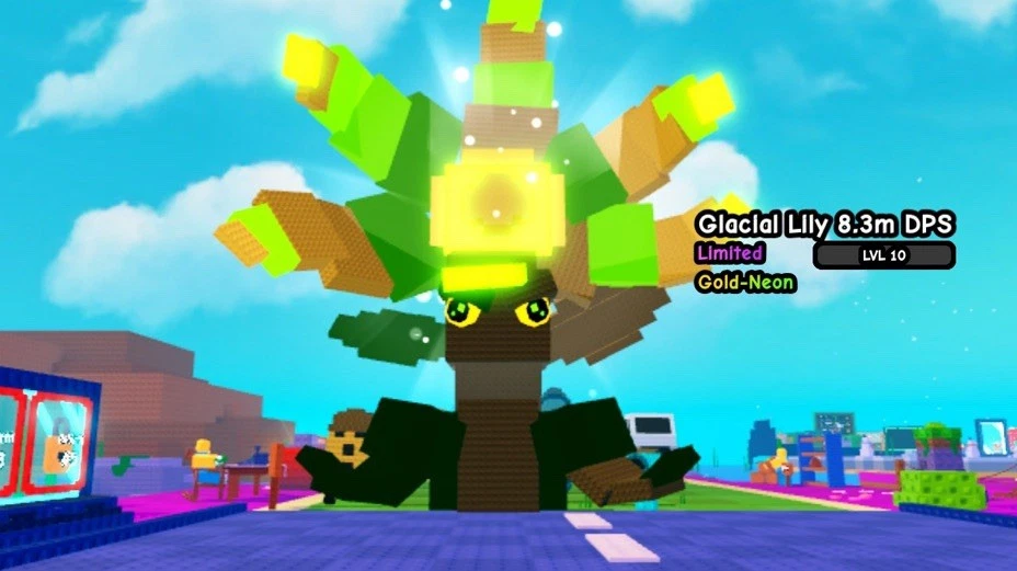 Plants Vs Brainrots - Gold - Neon Glacial Lily - Limited 8.3m Damage