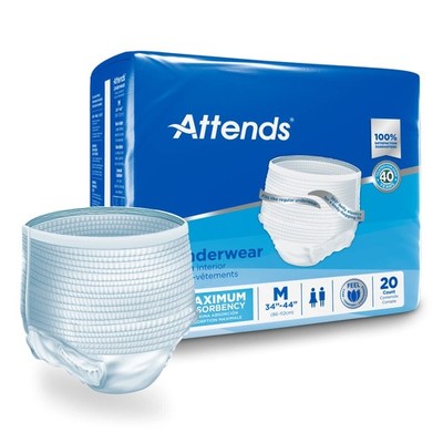 Attends Adult Absorbent Underwear, Medium [20 Count] (20 Count), White