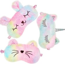 Sleep Mask for Kids, Plush Sleeping Eye Cover 3 Pcs Soft Funny Blindfold Sleep E