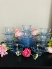 Cambridge Glass DECAGON Blue Depression Cups Saucers Lunch Plates Creamer Sugar