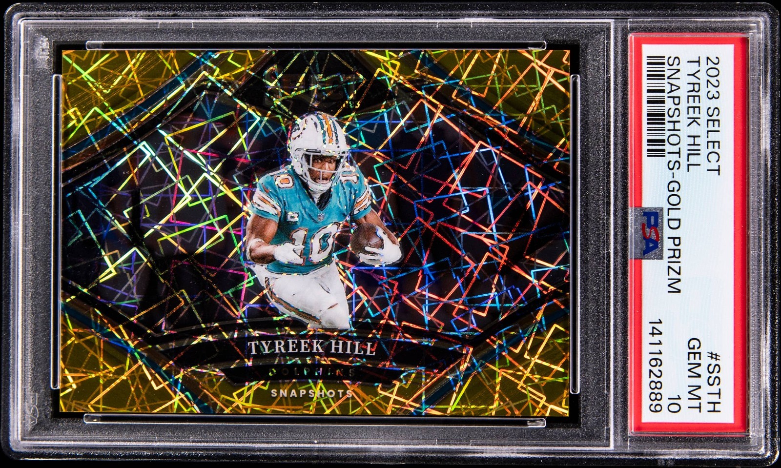 2023 Panini Select Snapshots Gold Prizm #SS-TH Tyreek Hill (#02/10) - PSA GEM MT