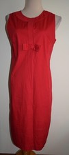 New Womens Talbots Dress Sz 10 Red Sleeveless Bow Cotton Stretch