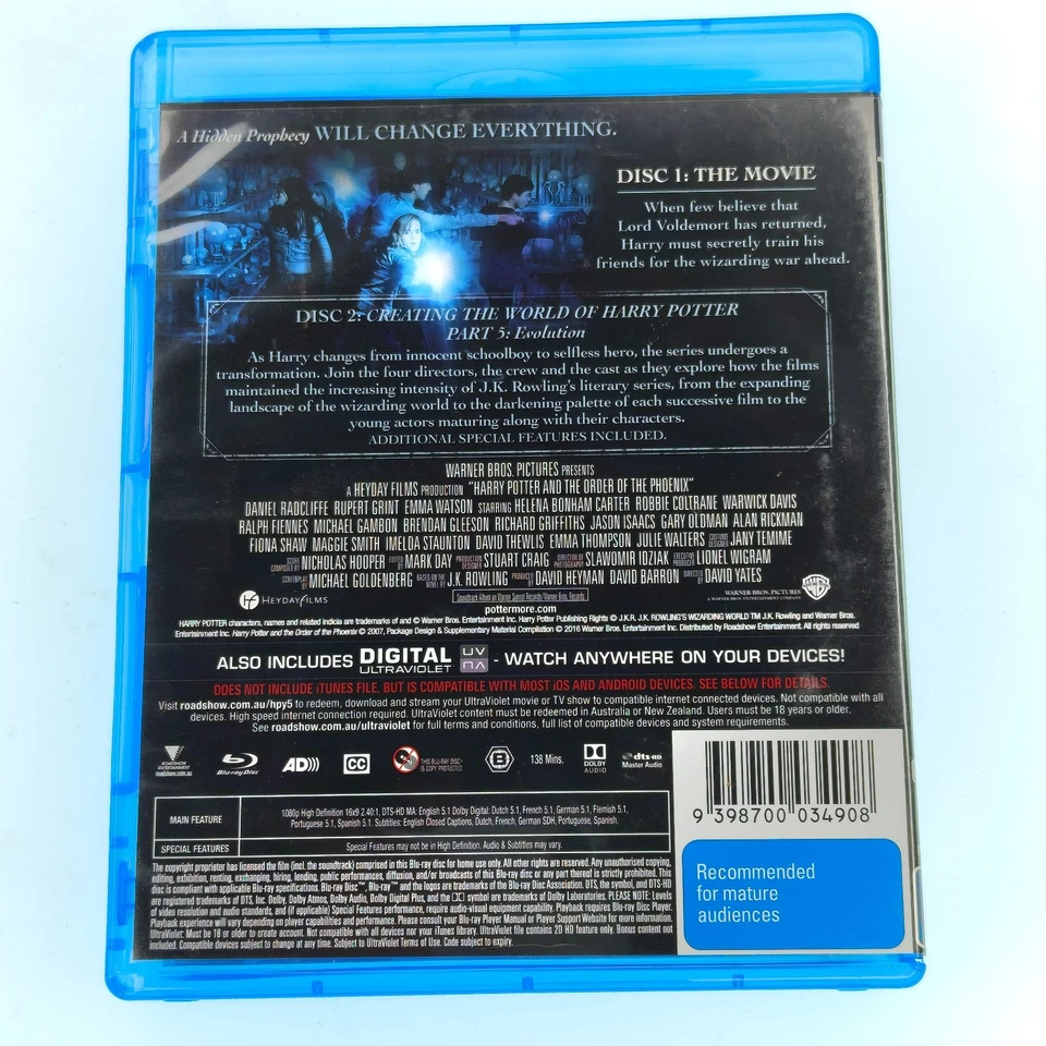 Harry Potter and the Order of the Phoenix - Special Edition - Blu Ray - Reg B - Image 2 of 2
