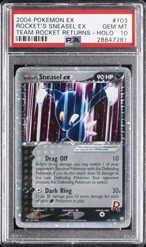 2004 POKEMON EX TEAM ROCKET RETURNS #103 ROCKET'S SNEASEL EX-HOLO PSA 10