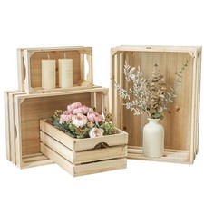 Large Wooden Crates Unfinished Set Of 4 Storage Crates Decorative Wood Storage C