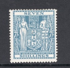 New Zealand 1931-1956 Arms Type 7/- Blue.