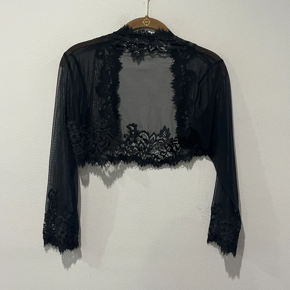 TADASHI SHOJI Malla Transparente Encaje Encogerse de hombros Para Mujer’s 6 Negro Cóctel Capricho Romántico Foto 2 de 4