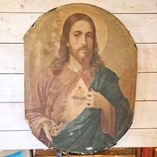 Quadro, stampa antica su tela, Gesù sacro cuore