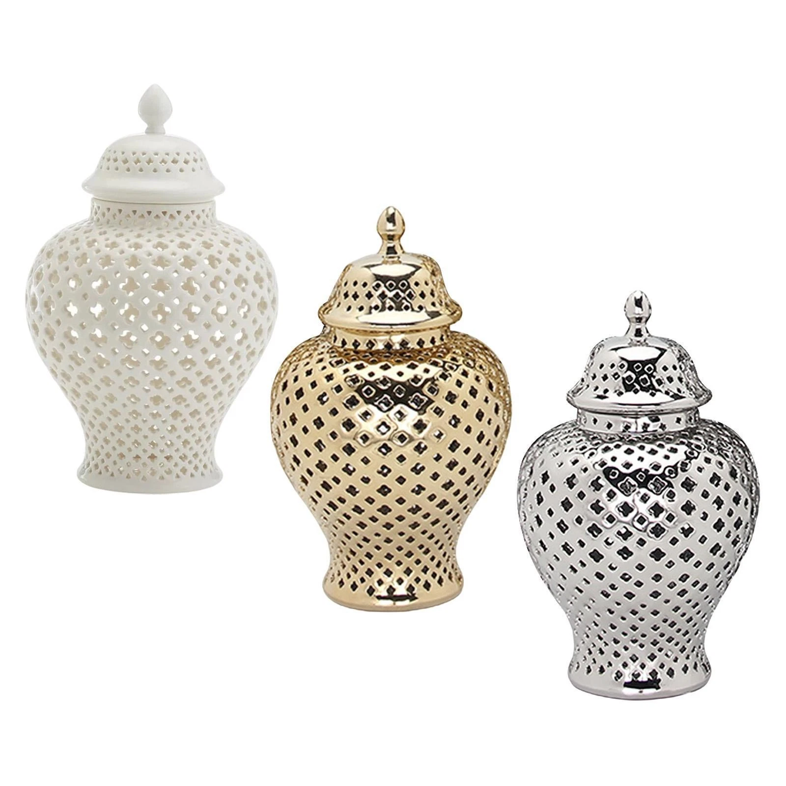 Light Luxury Ceramic Ginger Jar with Lid Handicraft Home Decoration Vase
Opens in a new window or ta
