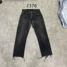 Vintage 90 USA Levi 501 Women Black Jeans Actual 28x26.5 Distressed Repaired