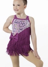New Weissman Child Large Pink Jazz Tap Dance Costume Attached Briefs 14465 Plum