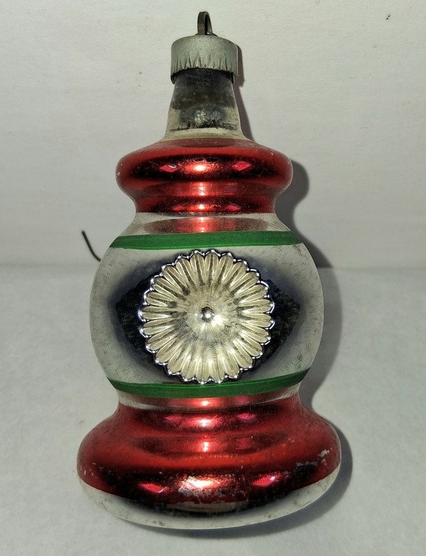 Vintage Mercury Glass Christmas Ornament Double Indent Embossed Lantern Premier