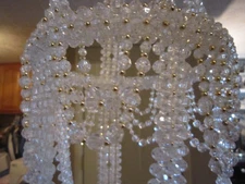 Vintage Clear and Gold Beaded Plant Hanger Retro Boho Decor Large 36"