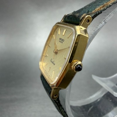 Seiko Exceline Watch Women 21mm Gold Dial Gold Tone Hexagon 1221