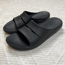 Oofos OOahh Men's 14 Black Lightweight Sport Slide Sandals Slip-On Flip Flop
