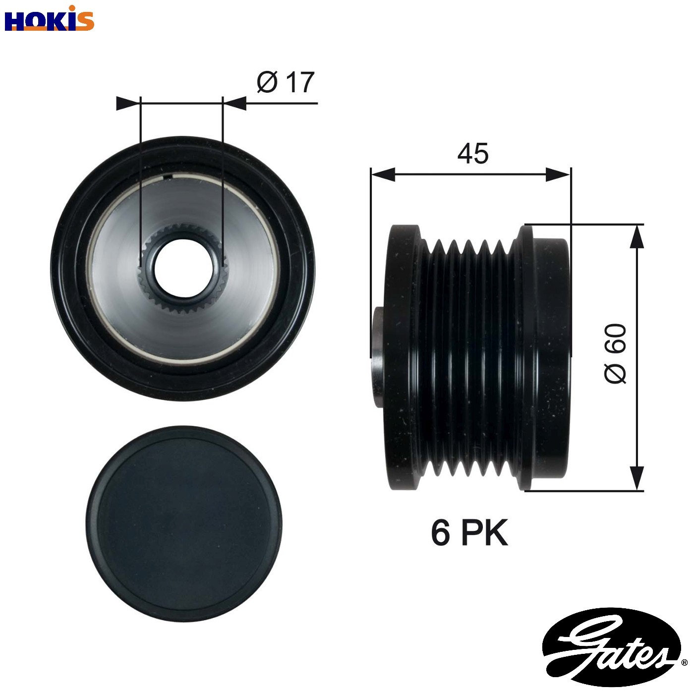 Fits GATES OAP7155 OAP7155 OVERRUNNING ALT. PULLEY - Image 14