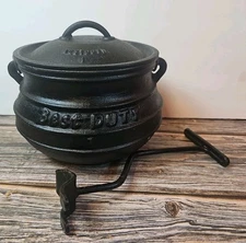 Best Duty Cast Iron Potjie Pot #1 w/LID & Bail Handle Cauldron
