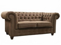 Braunes 2-Sitzer-Sofa Klassisches Stoffsofa Chesterfield Wohnzimmer