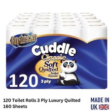 120 Panda Cuddle Toilet Rolls 3 Ply 160 Sheets Luxury Quilted Non Scented Rolls