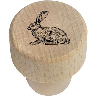 Flaschenverschluss / Korken aus Holz 19 mm ''Ruhender Hase Doodle'' (BS00032562)