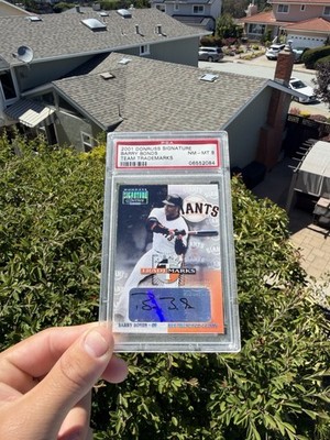 Barry Bonds 2001 Donruss Signature Team Trademarks Auto /77 PSA 8