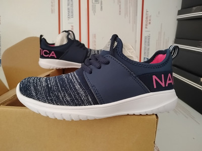 Nautica Canvey Sneakers Slip-On Athletic Shoes Navy & Pink Girls Size 1 , T3#357