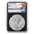 2025 $1 American Silver Eagle NGC MS70 Trump Label Retro Core