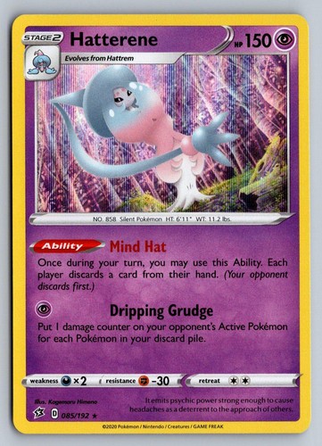 Rebel Clash HATTERENE 085/192 Holo NM/M Pokemon Sky 14 - 8