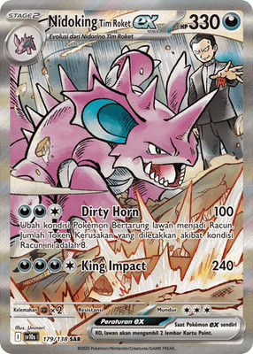 Pokemon Indonesia Tim Roket Nidoking ex SV10s 179/138 SAR Destined Rivals