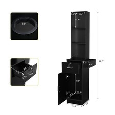 Hairdresser Beauty Salon Hair Styling Barber Station Wall Mount Cabinet Black