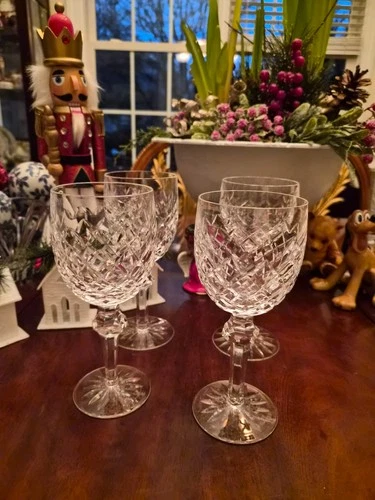 Set of 4 vintage Waterford Crystal POWERSCOURT Water goblets 7 5/8"