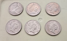 Job lot 6 x Australia 5 Cents coins 1983/1988/1997/1998/2000 and 2001