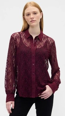 NWT Gap Womens Relaxed Sheer Lace Shirt Size M Noir Academia Whimsigoth Poetcore