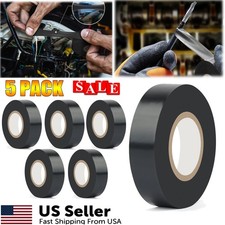 5 Rolls Black Electrical Tape Waterproof,High Temp Electric Tape Flame Retardant