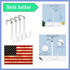 Over the Door Hooks, Single-Hanger 4 Pack, Fits Doors 1 3/8" White