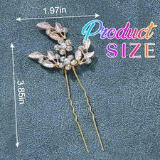 Leaf Bride Wedding Hair Pins Crystal Bridal Head Dress Pearl Hair Accessories...