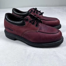 Red Wing Shoes Mens Size 9.5 Burgundy Leather Oxford Work Shoes Moc Toe Casual