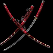 Real Tachi T10 Katana Battle Ready Sharp Large Radian Japanese Samurai Red Sword
