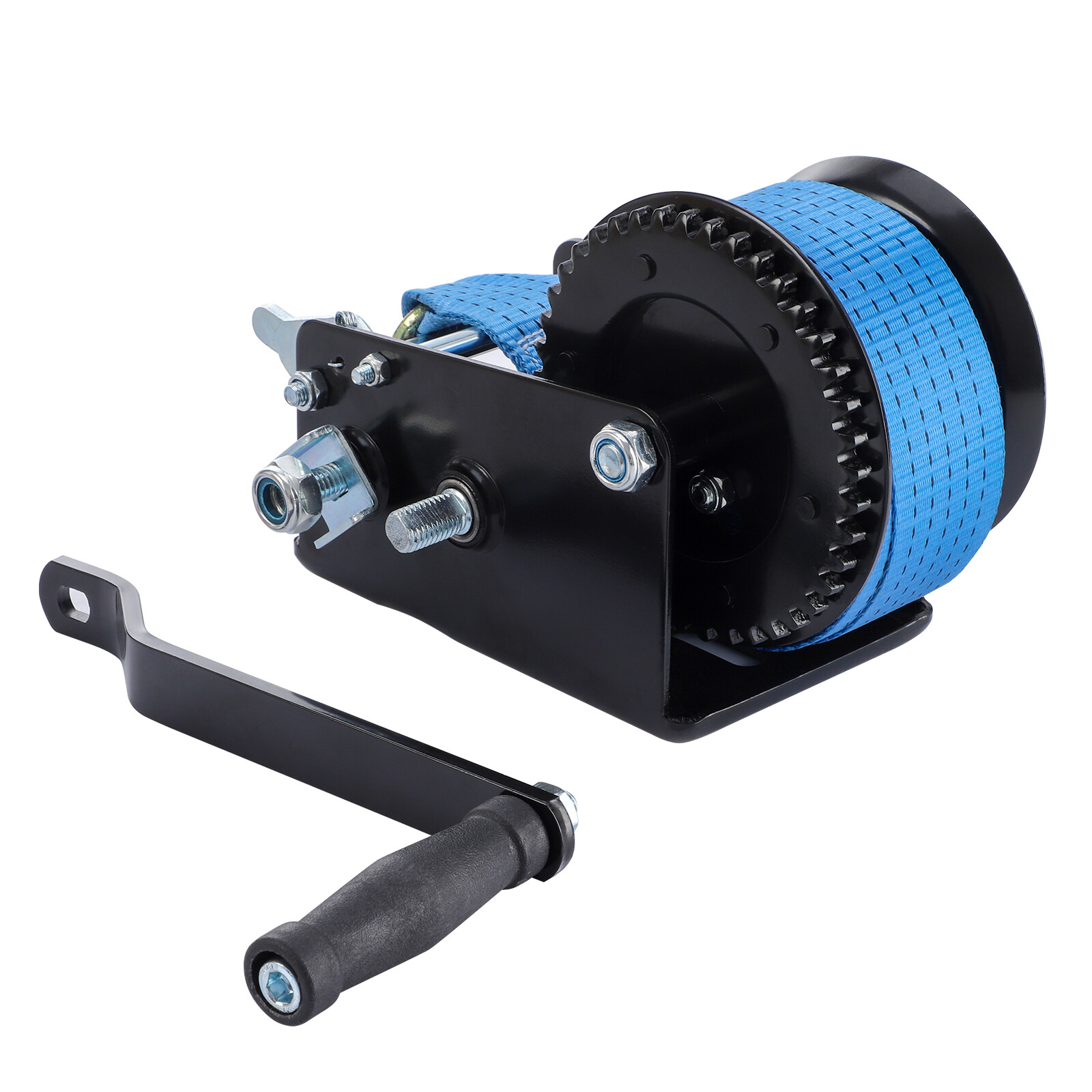 Heavy Duty 32ft 3200LBS Hand Winch Hand Crank 2 Gear Polyester Strap Trailer USA