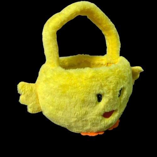Peluche pulcino bambino giallo 11” cesto pasquale con manico ed erba pasquale blu nuovo - Foto 7 di 10