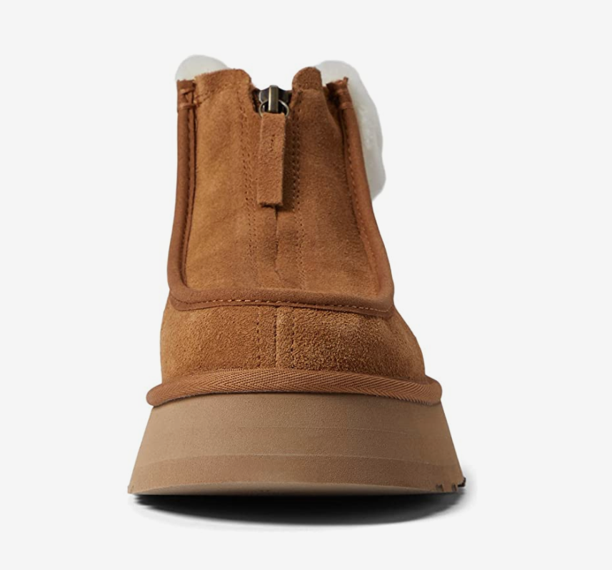 UGG Funkette Low Platform Boots Zip Ankle Booties Chestnut Brown