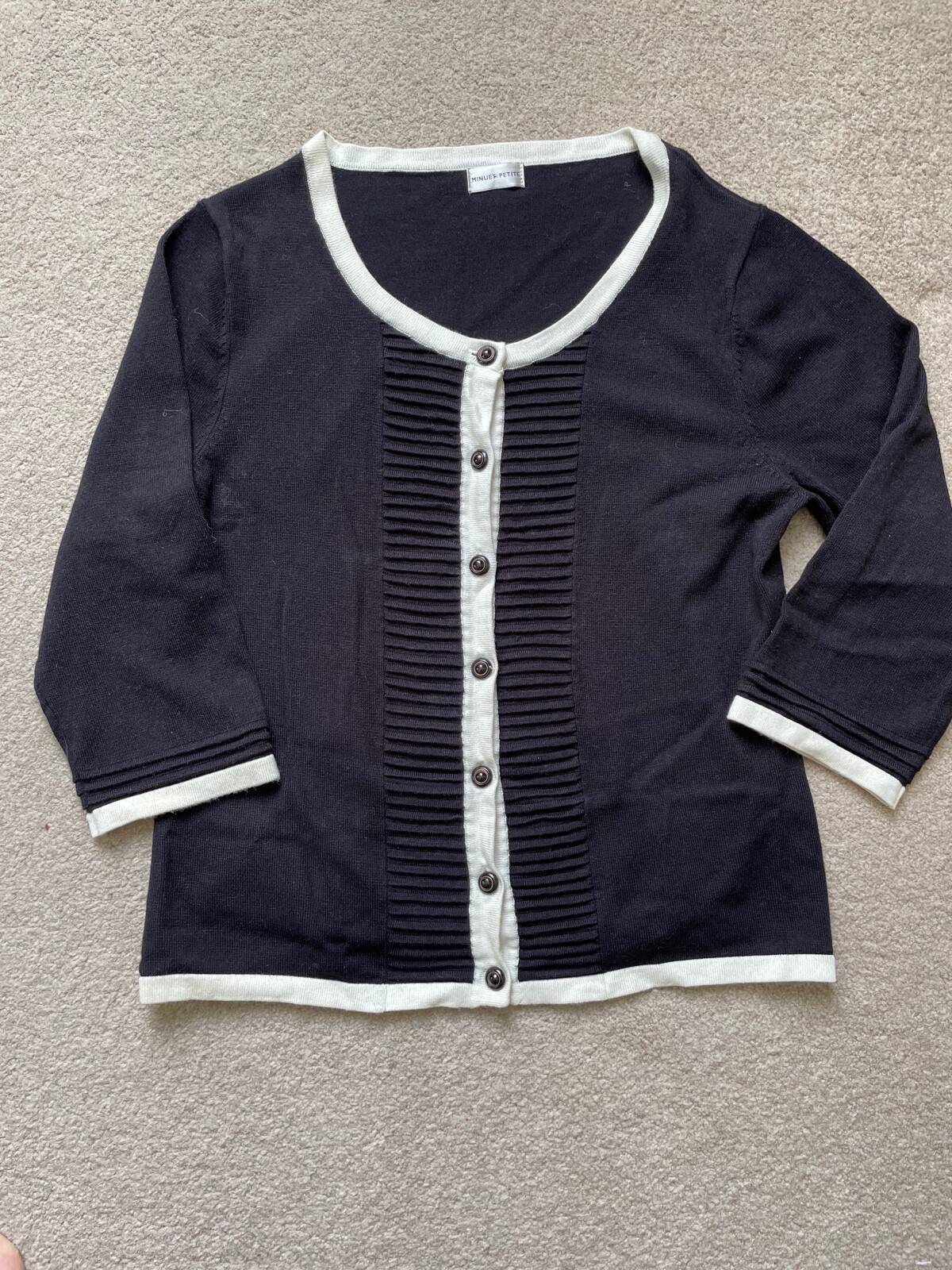 Minuet Petite cardigan, black and cream 