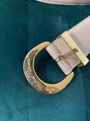 Paloma Picasso Vintage Gold Buckle Cream Belt Vintage 90s to 80s Paloma Picasso Cream Suede Leather Belt  main image 4