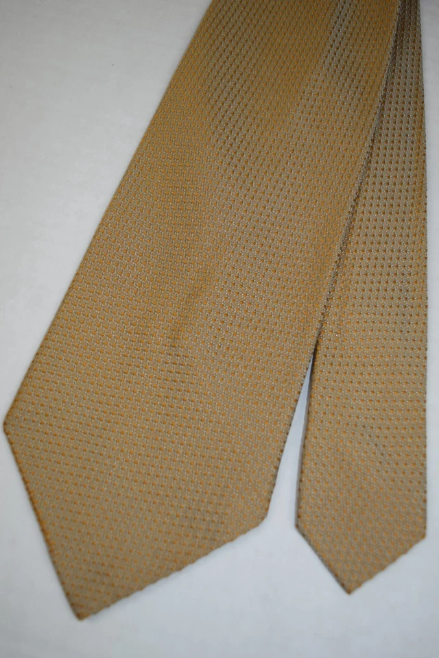 Neck Tie VTG 60s 70s Honey Tan Blue Sheen Nail Head Dots Wide Poly Silk 54" x 4" - Image 4 of 4