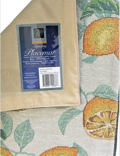 Lemons Placemats Set of 4 Tapestry Satin Backed 13x18" French Country Home - Picture 12 of 12