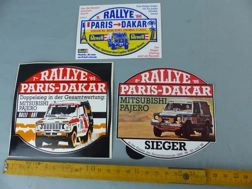 Lot of 3 stickers stickers MITSUBISHI Paris Dakar 1986 stickers vintage b14